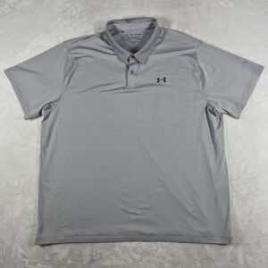 Under Armour The Performance Polo Shirt Men's 4XL Gray Striped Golf Short Sleeve